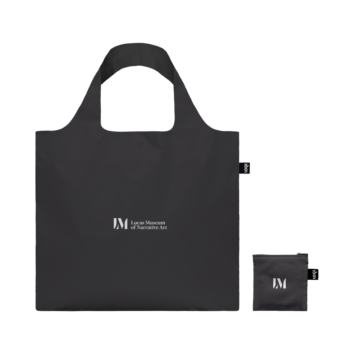 Recycled LOQI tote bag featuring Hiram Maristany, Hydrant in the Air. Made from water-resistant 100% recycled taffeta. Measures 50 × 42 cm with a zip pocket.