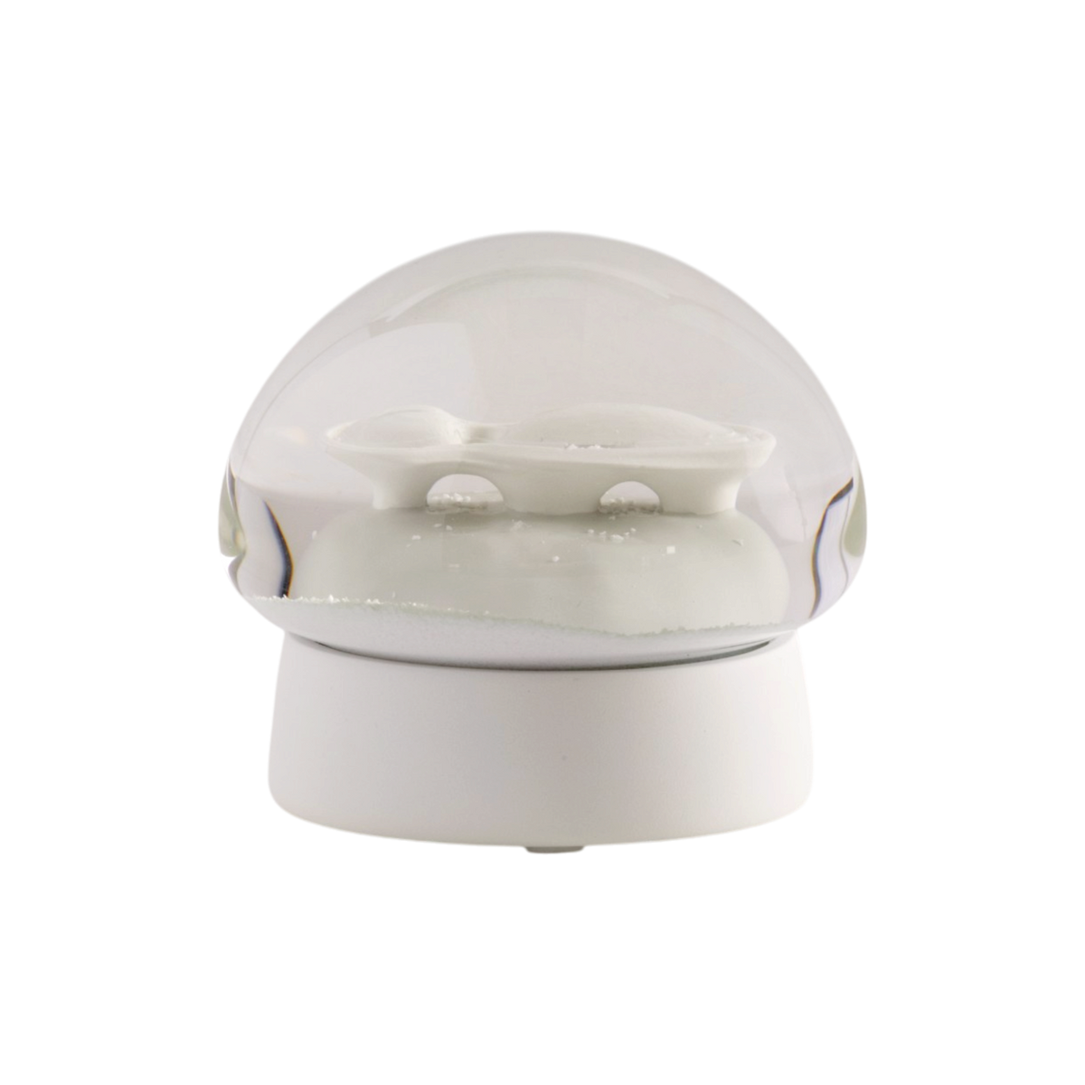 A white decorative snow globe.