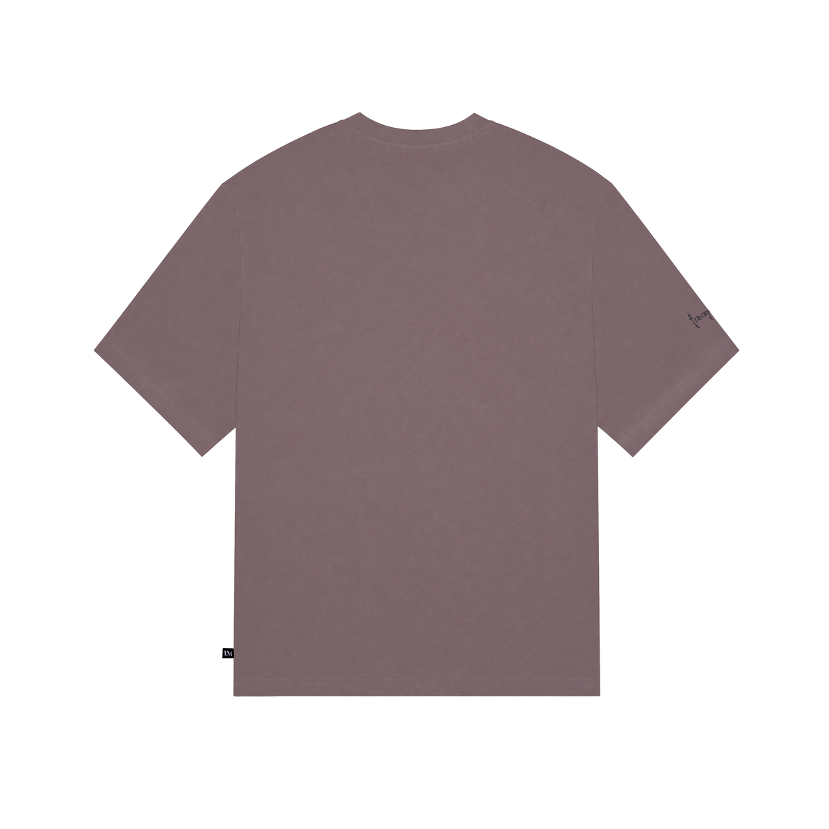 A short-sleeve crewneck t-shirt in a muted, dusty mauve or plum color, shown flat against a solid white background.