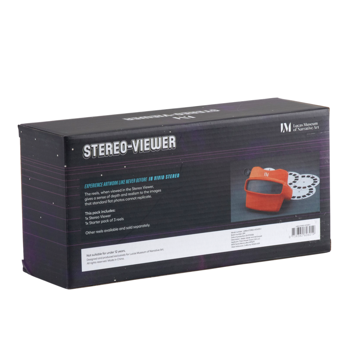Stereoscopic Viewer in box, shown at a three-quarter angle.