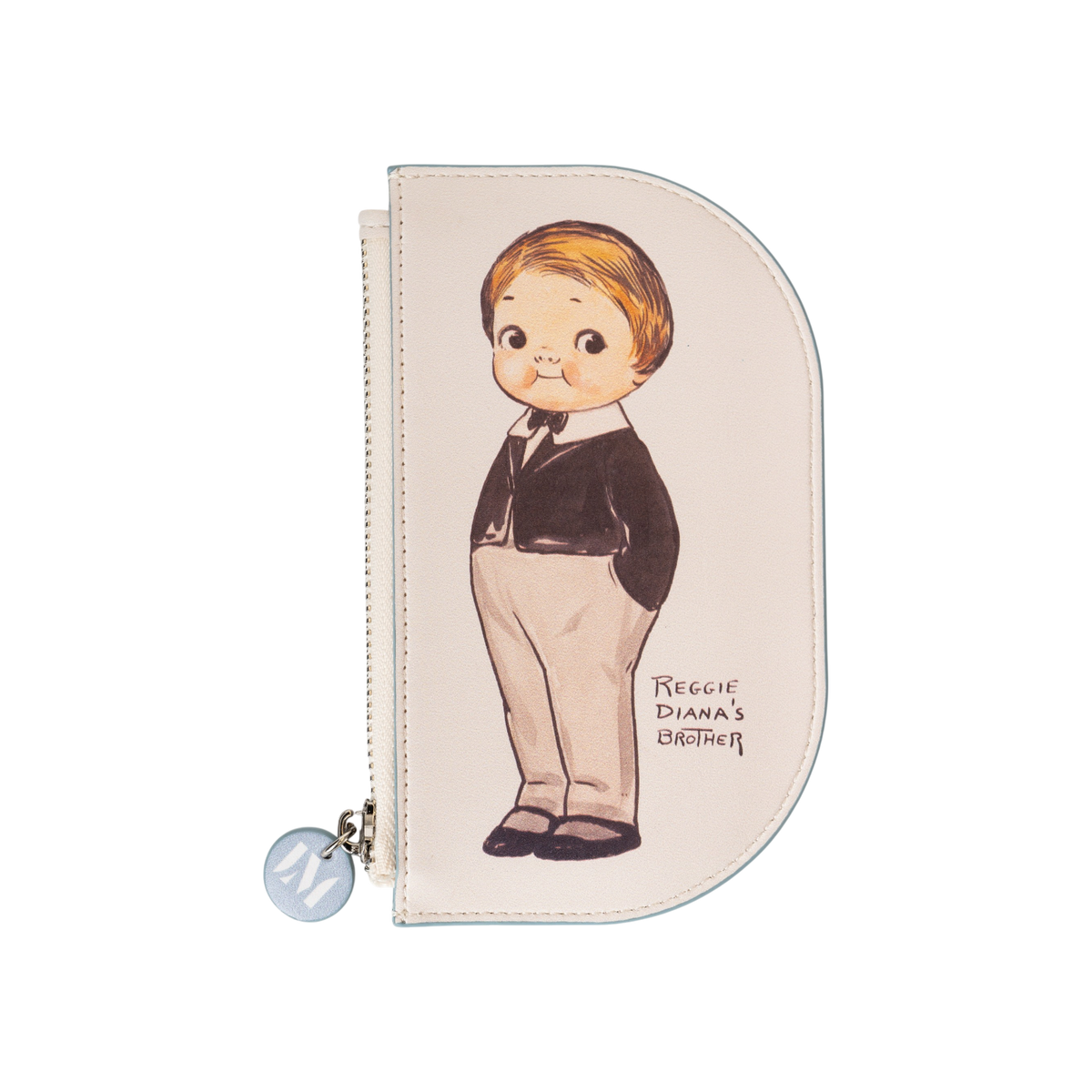 PU leather zip-top purse (6.3" x 3.5") featuring characters from Diana & Reggie, Grace Drayton’s 1932 paper doll illustration, shown on a plain background.
