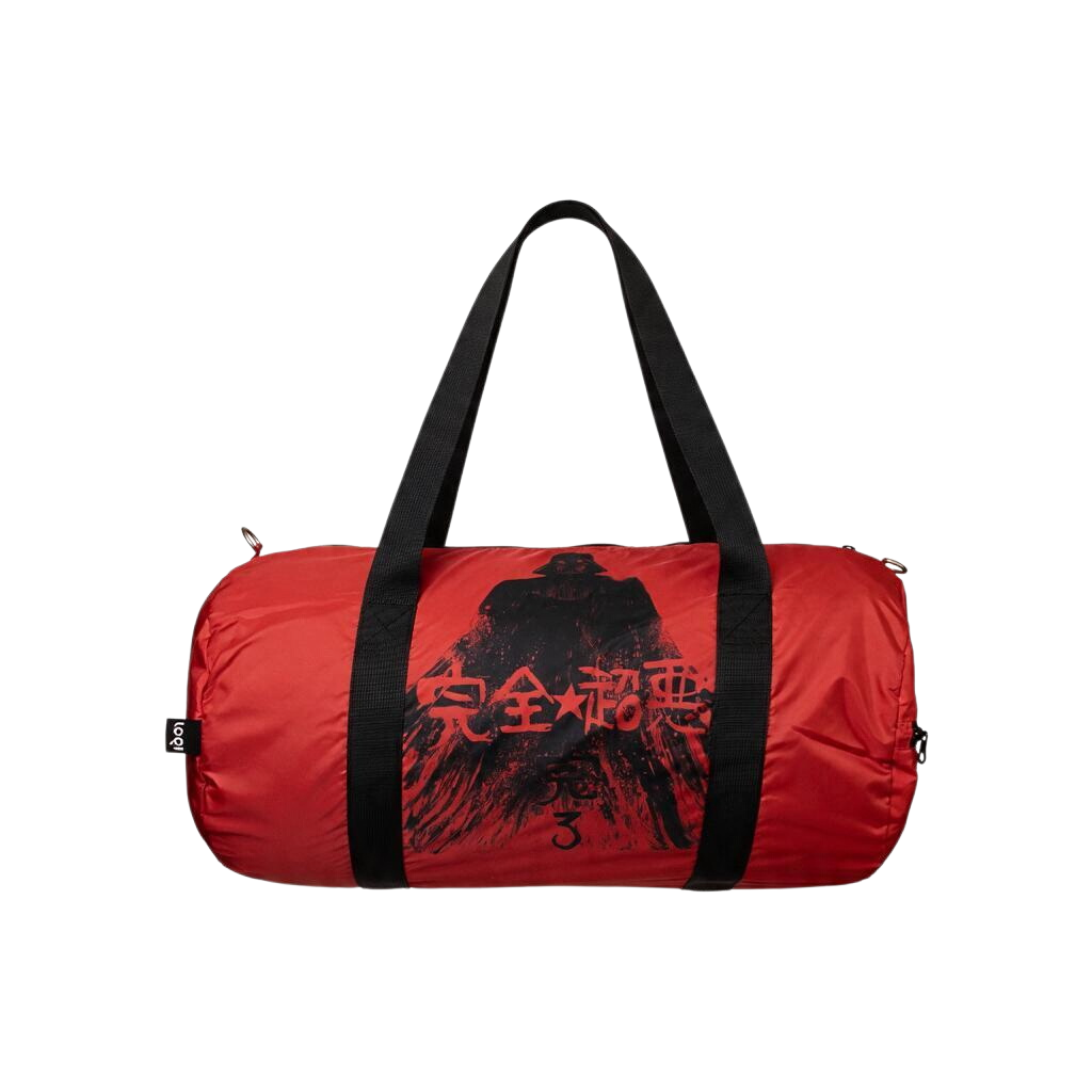Recycled LOQI weekender bag featuring Star Wars manga artwork, artist unknown. Made from water-resistant 100% recycled taffeta. Measures 25 × 50 × 25 cm with carry handles, an outside zip pocket and an adjustable removable shoulder strap. Carries up to 6 kg.