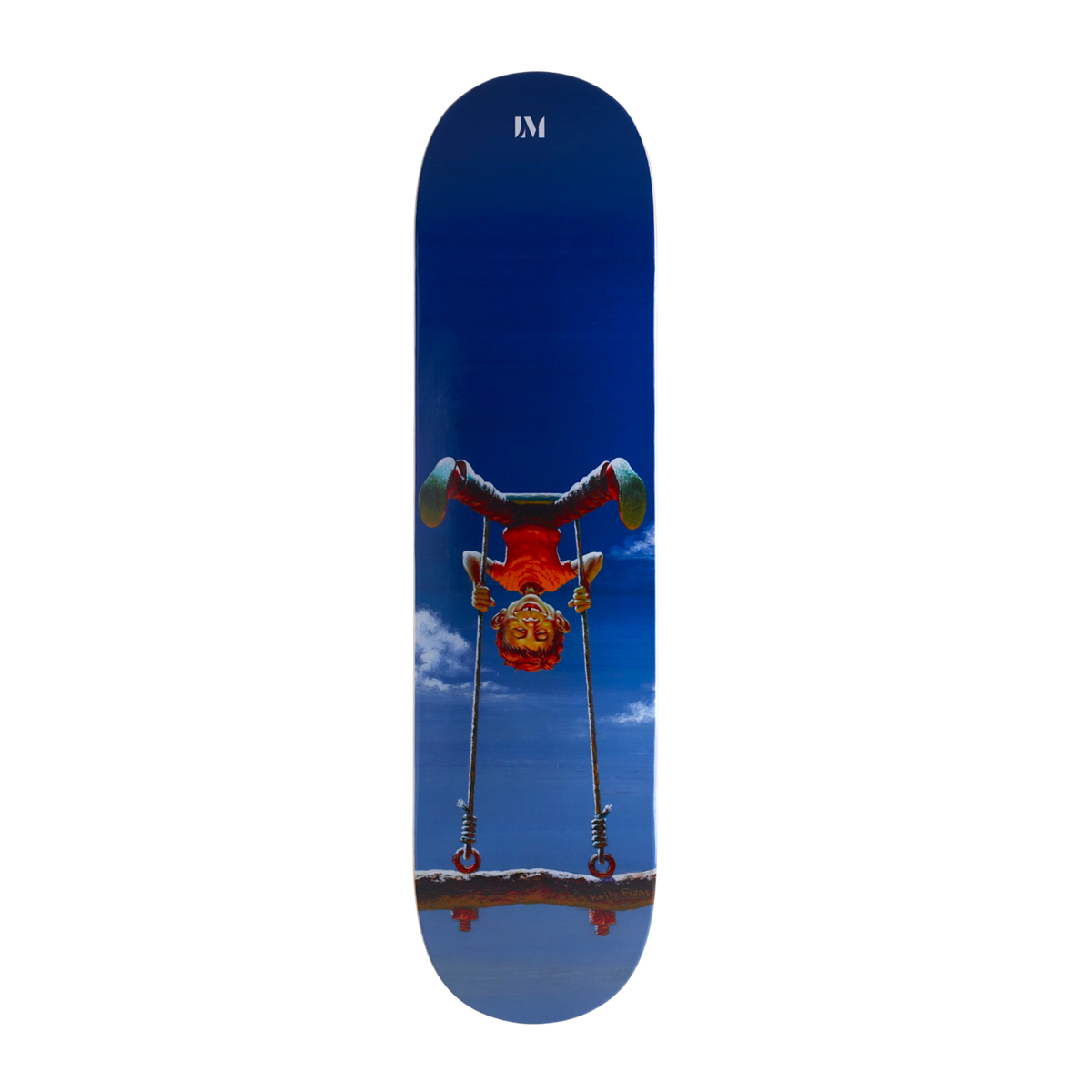 8 in x 31.5 in skateboard deck with Alfred E. Neuman quote "What, me worry?" on the grip tape and the 1960 cover for Mad by Kelly Freas on the bottom. 