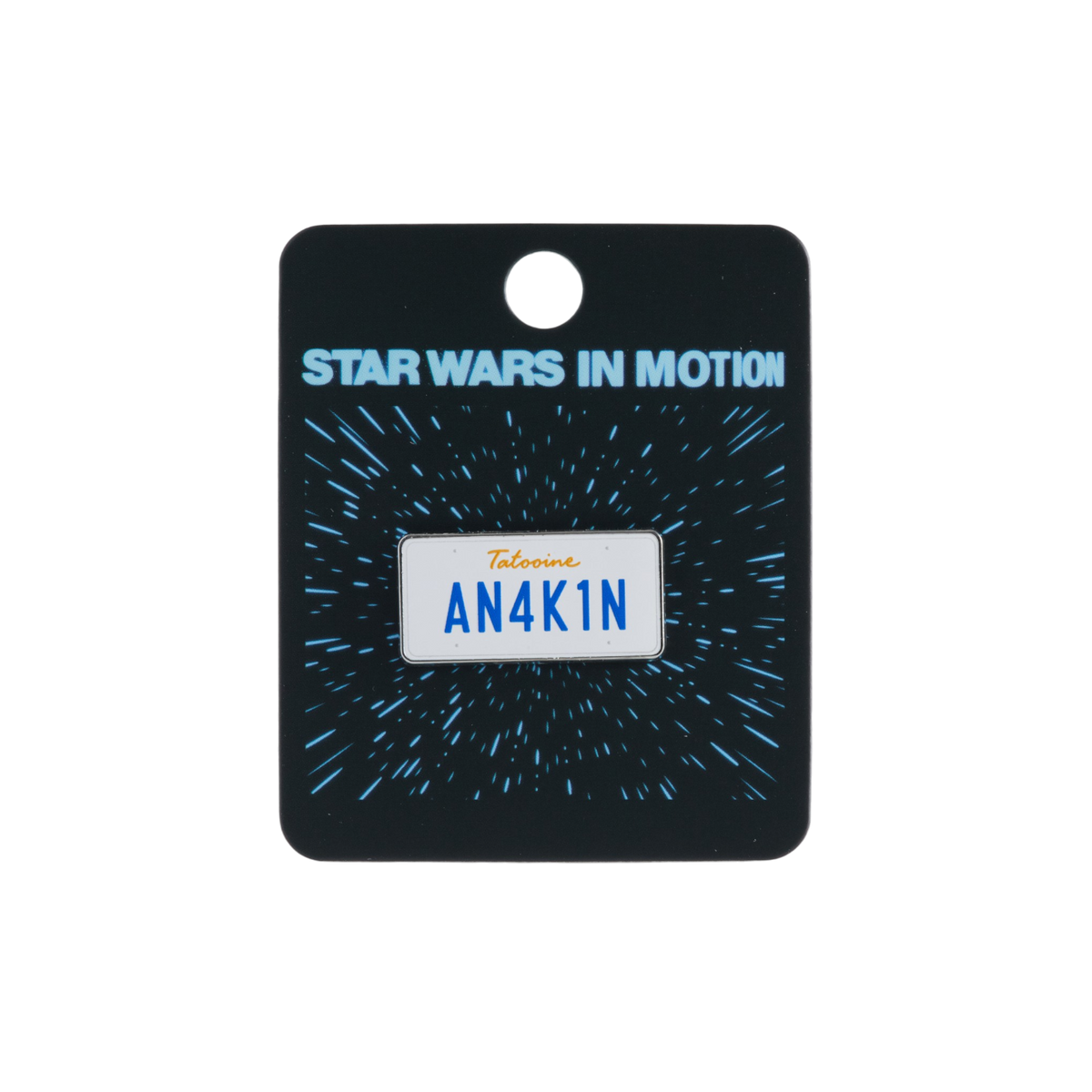 A Star Wars themed license plate keychain on a black backing card. The license plate features the blue and white 'Tolosaе AN4K1N' plate with 'Tattonie' written in orange.