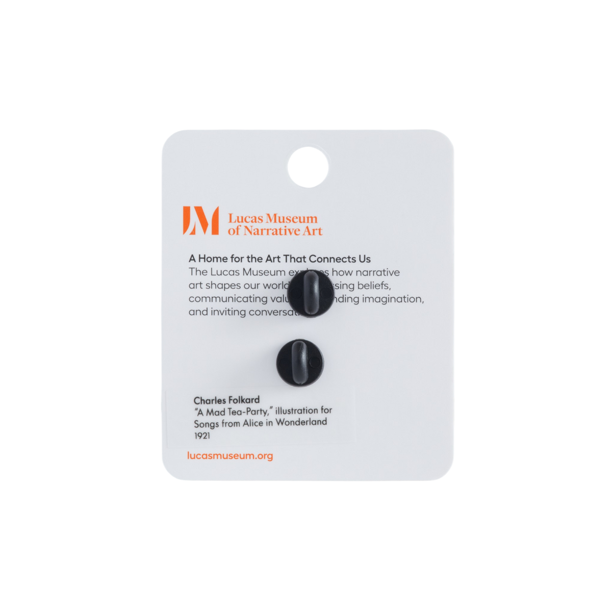 A white Lucas Museum of Narrative Art display card, photographed against a solid white background.