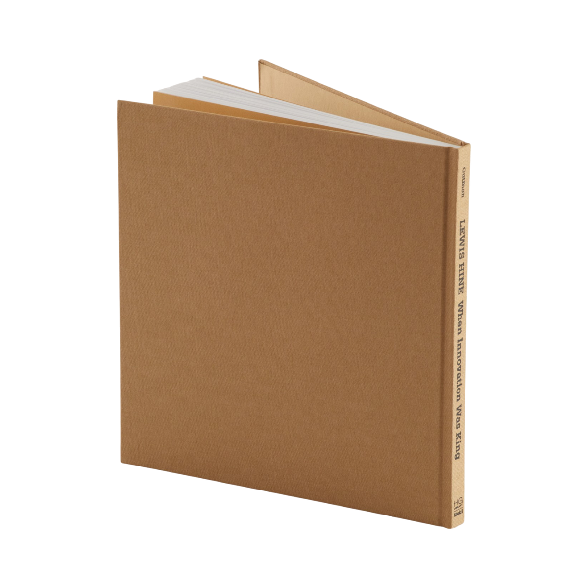 A hardcover book with a textured tan-brown cover, shown at an angle with the spine visible against a plain white background.