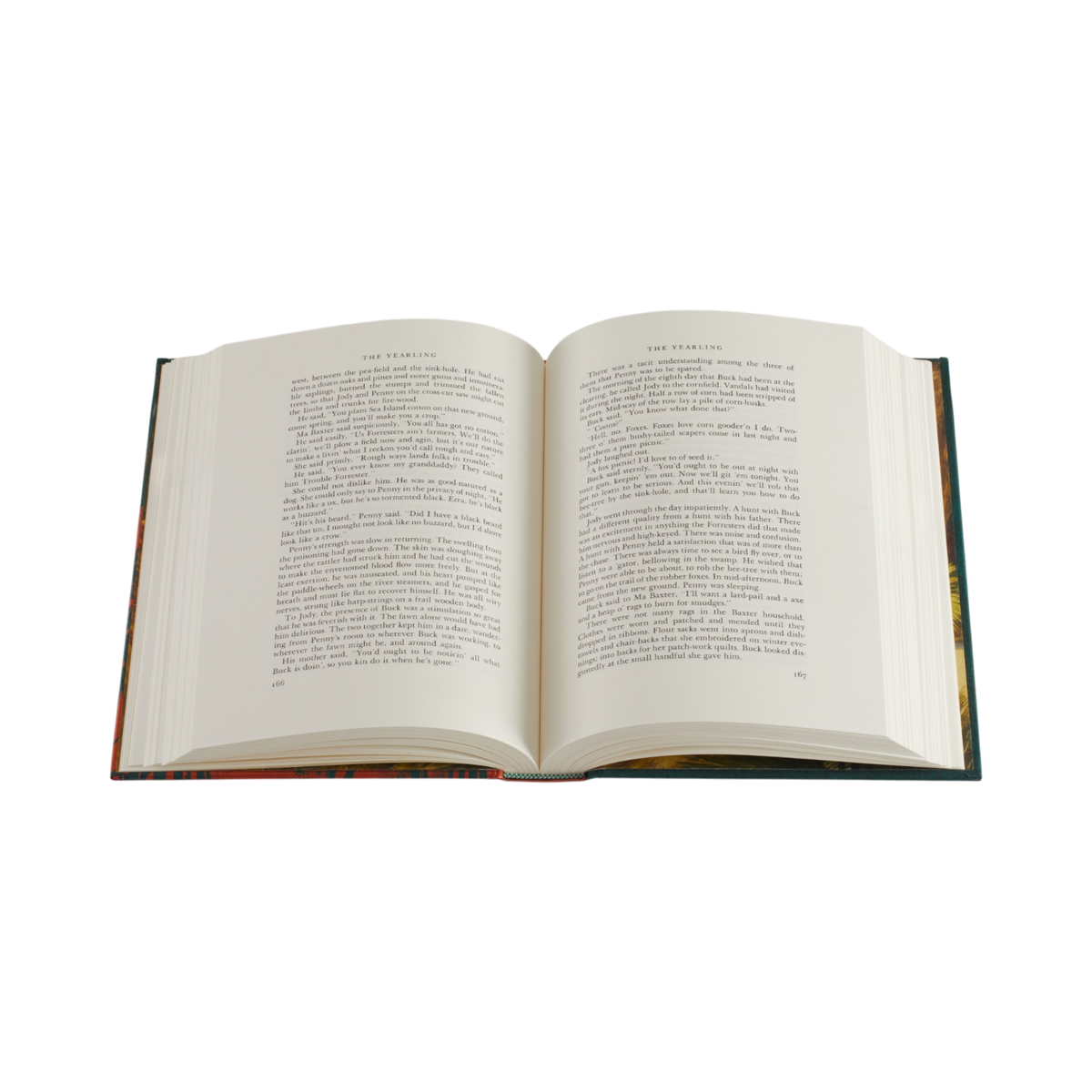 An open hardcover book with printed text on both pages, photographed against a plain white background.